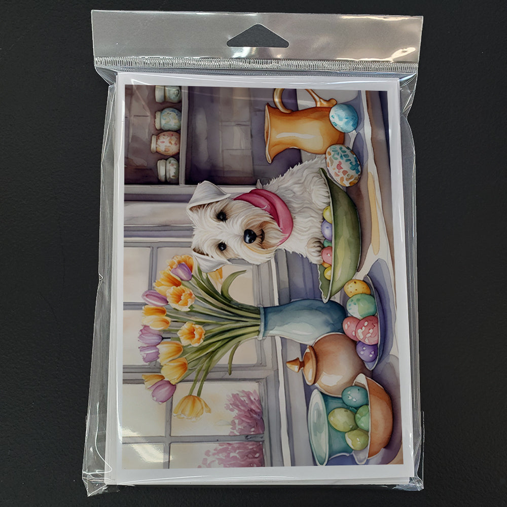 Decorating Easter Sealyham Terrier Greeting Cards Pack of 8 Blank Cards with Envelopes Whimsical A7 Size 5x7