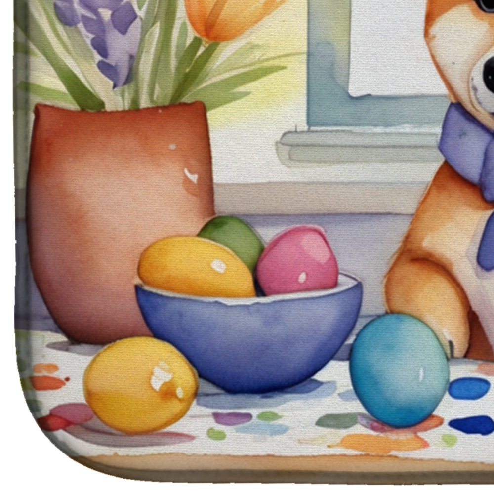 Decorating Easter Shiba Inu Dish Drying Mat Absorbent Dish Drying Mat Pad for Kitchen Counter Dish Drainer Mat for Countertop, 14 x 21", Multicolor