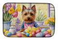 Decorating Easter Silky Terrier Dish Drying Mat Absorbent Dish Drying Mat Pad for Kitchen Counter Dish Drainer Mat for Countertop, 14 x 21", Multicolor