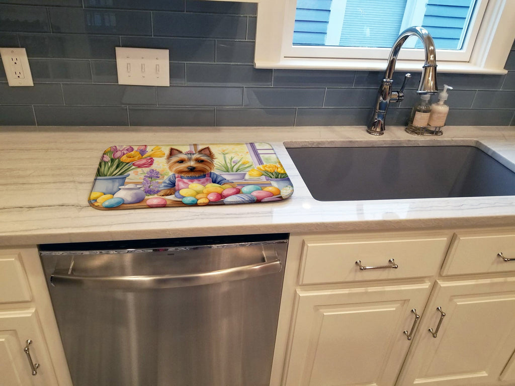 Decorating Easter Silky Terrier Dish Drying Mat Absorbent Dish Drying Mat Pad for Kitchen Counter Dish Drainer Mat for Countertop, 14 x 21", Multicolor