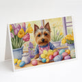 Decorating Easter Silky Terrier Greeting Cards Pack of 8 Blank Cards with Envelopes Whimsical A7 Size 5x7