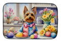 Decorating Easter Silky Terrier Dish Drying Mat Absorbent Dish Drying Mat Pad for Kitchen Counter Dish Drainer Mat for Countertop, 14 x 21", Multicolor