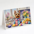 Decorating Easter Silky Terrier Greeting Cards Pack of 8 Blank Cards with Envelopes Whimsical A7 Size 5x7