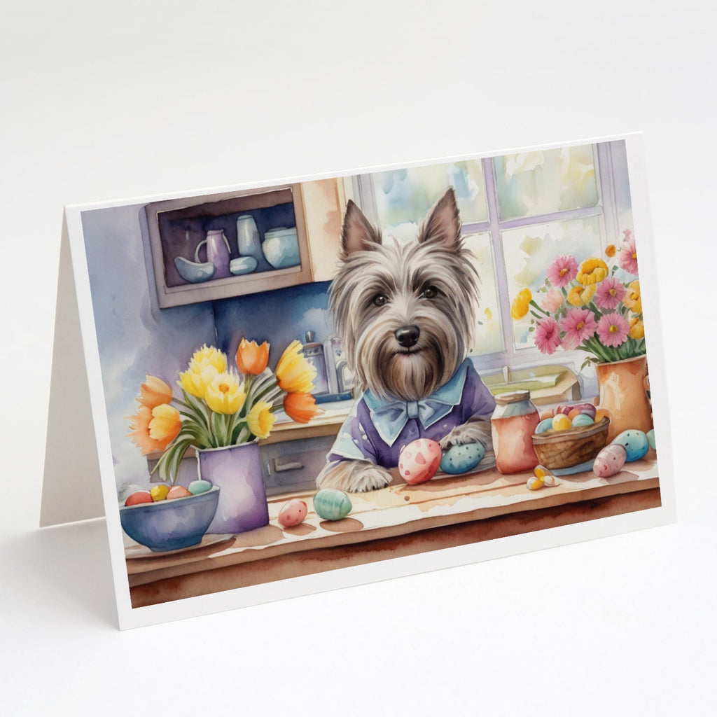 Decorating Easter Skye Terrier Greeting Cards Pack of 8 Blank Cards with Envelopes Whimsical A7 Size 5x7