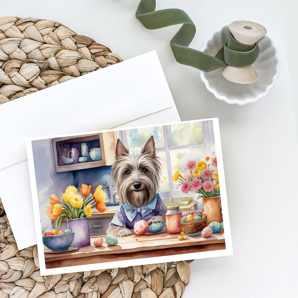 Decorating Easter Skye Terrier Greeting Cards Pack of 8 Blank Cards with Envelopes Whimsical A7 Size 5x7