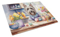 Decorating Easter Skye Terrier Cutting Board Tempered Glass Kitchen Cutting Surface, Heat Resistant Chopping, Non-Slip Feet, Food Prep & Serving