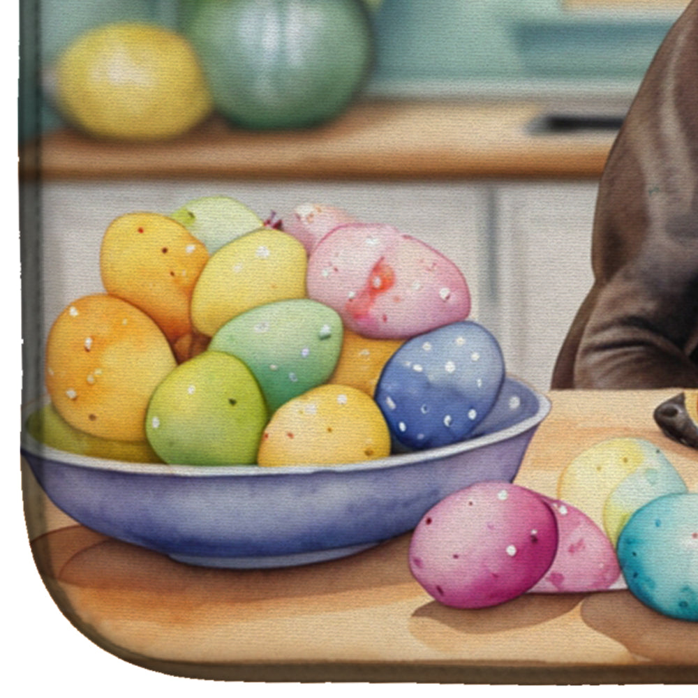 Decorating Easter Staffordshire Bull Terrier Dish Drying Mat Absorbent Dish Drying Mat Pad for Kitchen Counter Dish Drainer Mat for Countertop, 14 x 21", Multicolor