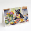 Decorating Easter Staffordshire Bull Terrier Greeting Cards Pack of 8 Blank Cards with Envelopes Whimsical A7 Size 5x7