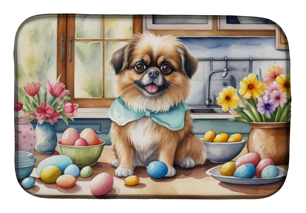 Decorating Easter Tibetan Spaniel Dish Drying Mat Absorbent Dish Drying Mat Pad for Kitchen Counter Dish Drainer Mat for Countertop, 14 x 21", Multicolor