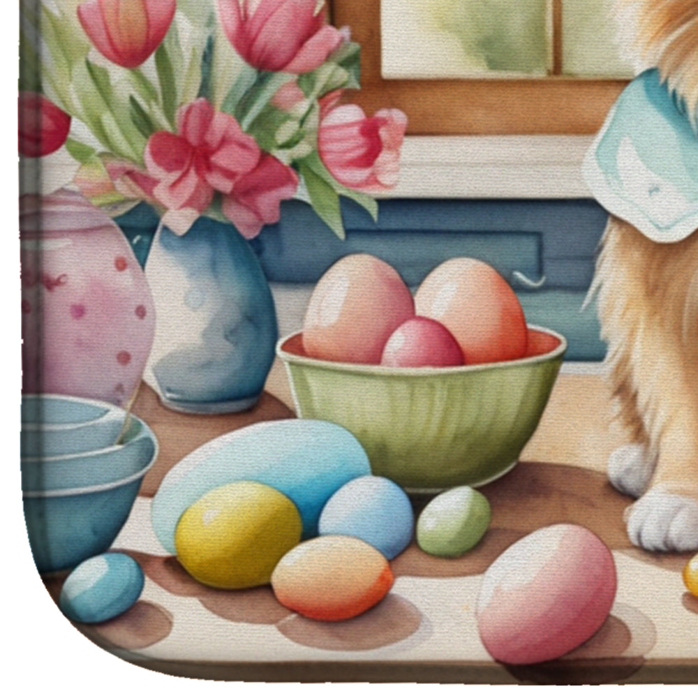 Decorating Easter Tibetan Spaniel Dish Drying Mat Absorbent Dish Drying Mat Pad for Kitchen Counter Dish Drainer Mat for Countertop, 14 x 21", Multicolor