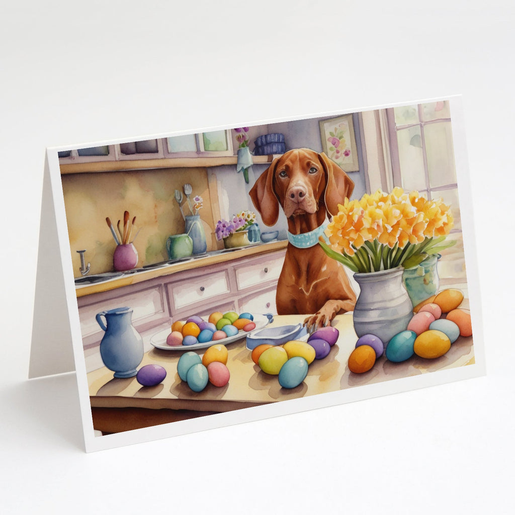 Decorating Easter Vizsla Greeting Cards Pack of 8 Blank Cards with Envelopes Whimsical A7 Size 5x7