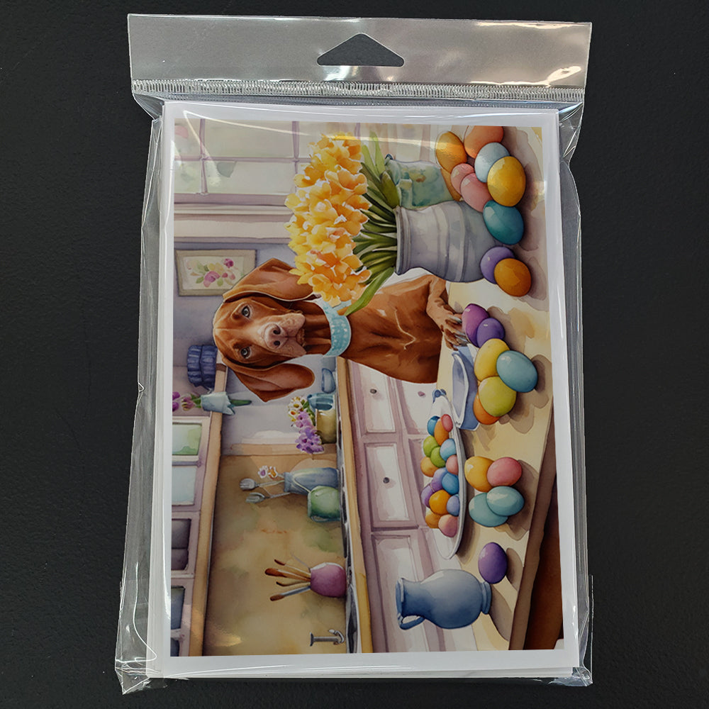 Decorating Easter Vizsla Greeting Cards Pack of 8 Blank Cards with Envelopes Whimsical A7 Size 5x7