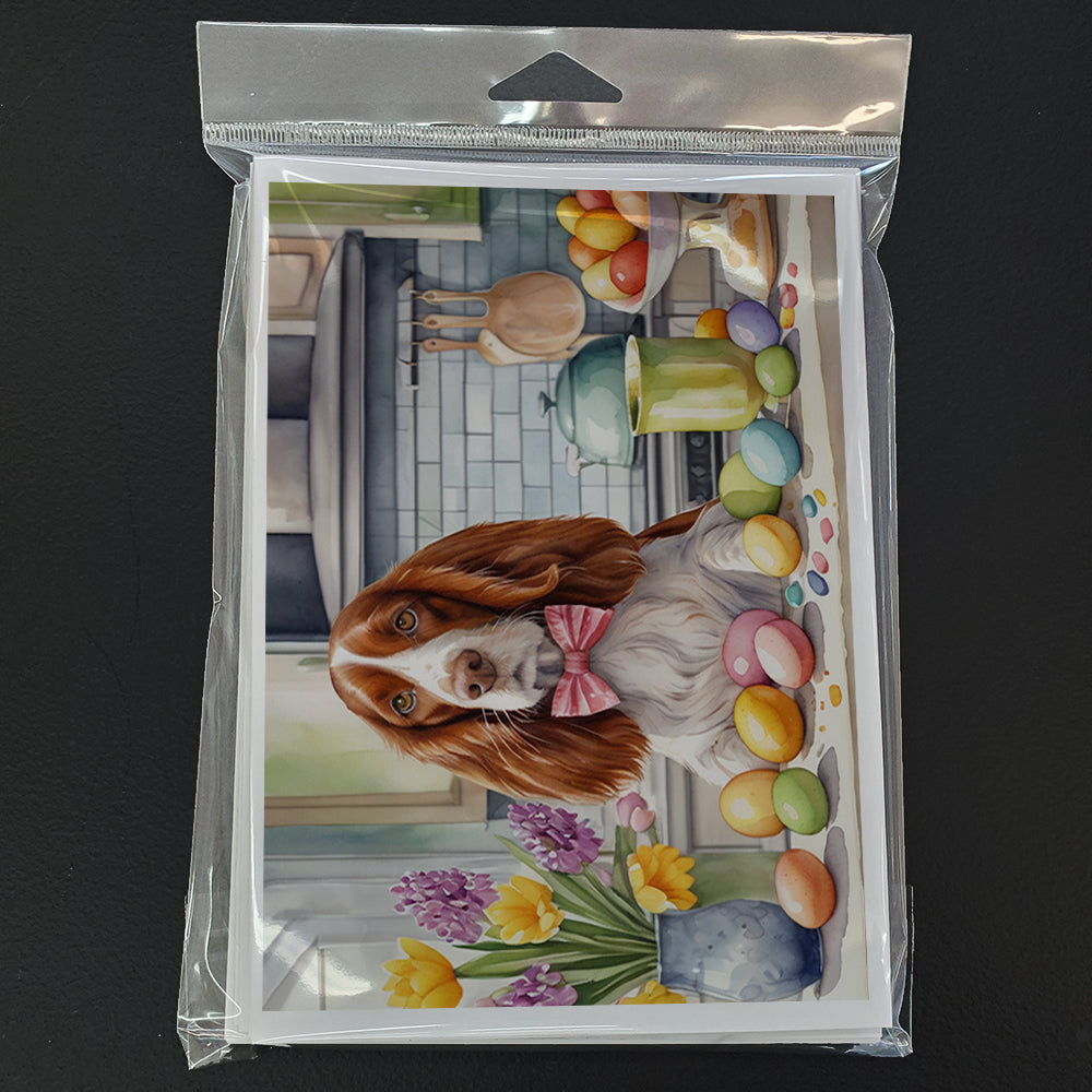 Decorating Easter Welsh Springer Spaniel Greeting Cards Pack of 8 Blank Cards with Envelopes Whimsical A7 Size 5x7
