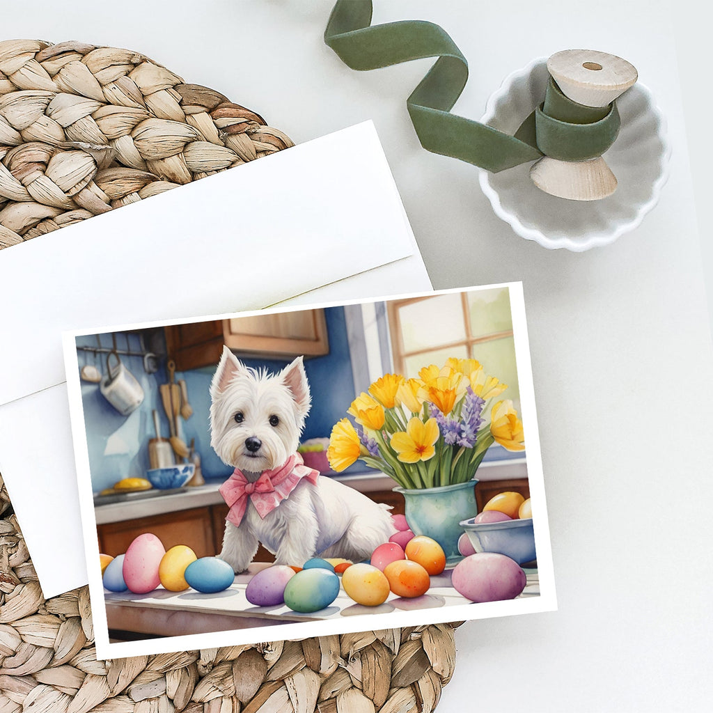 Decorating Easter Westie Greeting Cards Pack of 8 Blank Cards with Envelopes Whimsical A7 Size 5x7