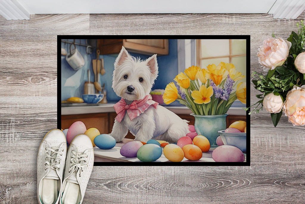 Decorating Easter Westie Doormat Indoor Outdoor 24H X 36W Front Door Mat Rugs for Entryway, Non Slip Washable Low Pile,