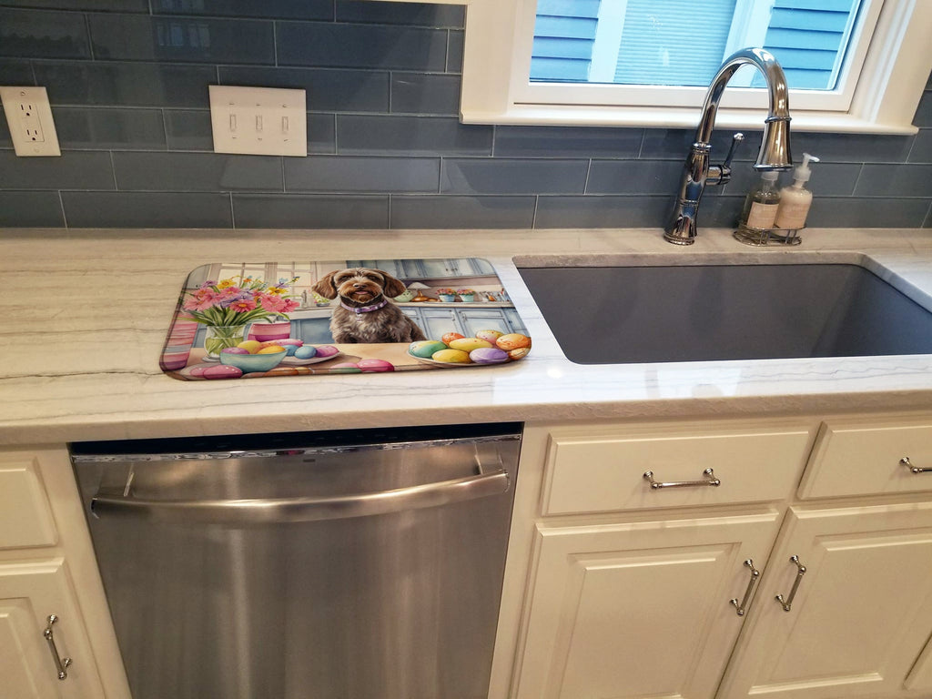 Decorating Easter Wirehaired Pointing Griffon Dish Drying Mat Absorbent Dish Drying Mat Pad for Kitchen Counter Dish Drainer Mat for Countertop, 14 x 21", Multicolor