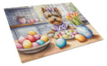 Decorating Easter Yorkshire Terrier Cutting Board Tempered Glass Kitchen Cutting Surface, Heat Resistant Chopping, Non-Slip Feet, Food Prep & Serving