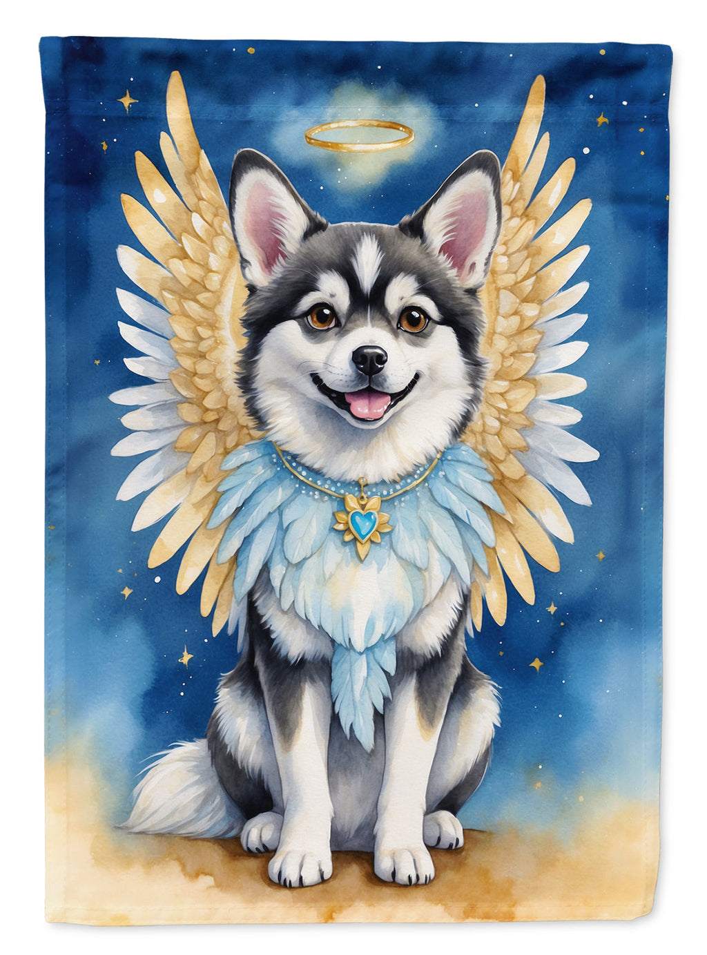 Alaskan Klee Kai My Angel House Flag 28x40 Porch Sleeve Pole Decorative Outside Yard Banner Artwork Wall Hanging, Polyester