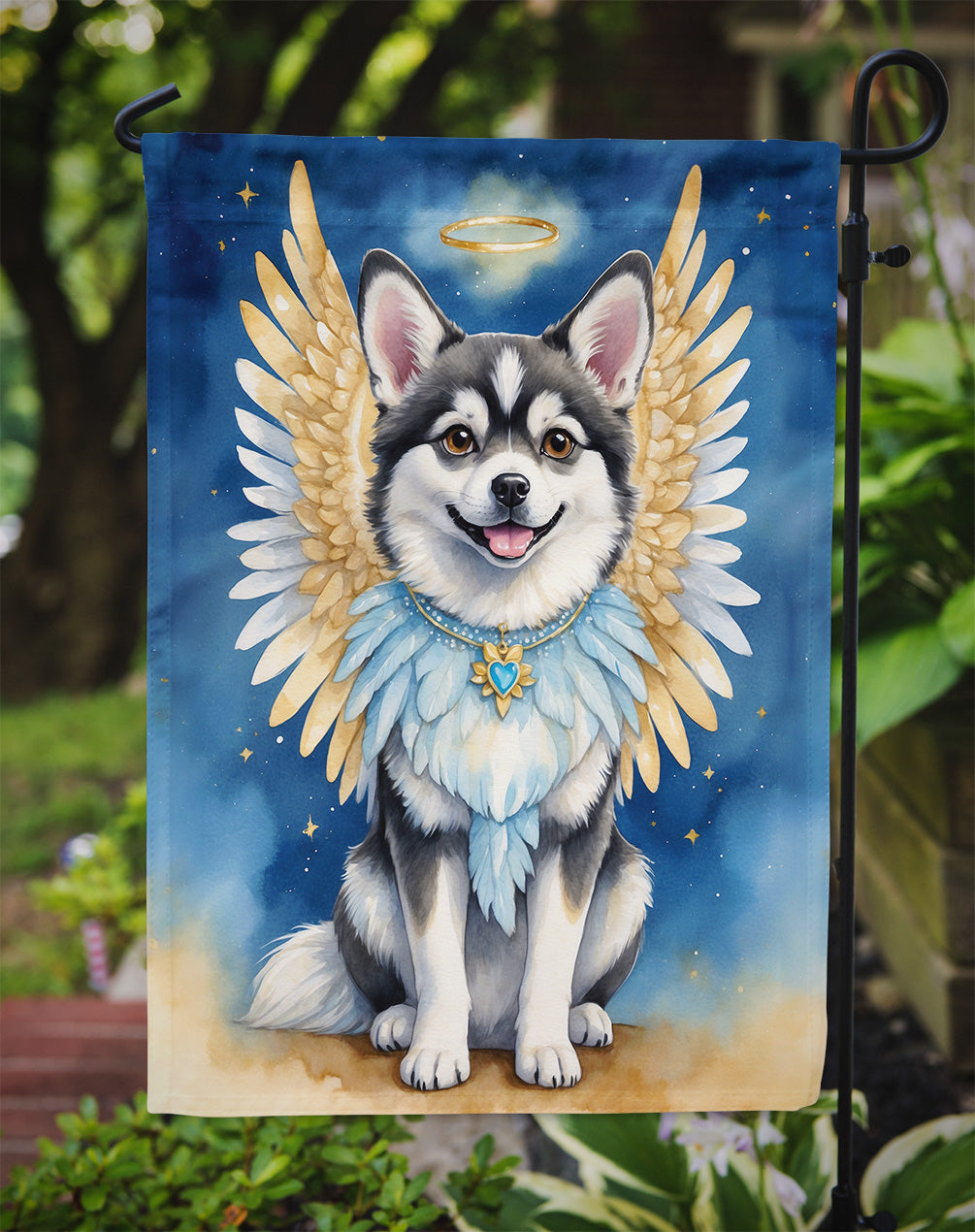 Alaskan Klee Kai My Angel Garden Flag Mailbox Decorative Yard Banner Outside Patio Artwork for Flower Beds, Garden Size, Multicolor