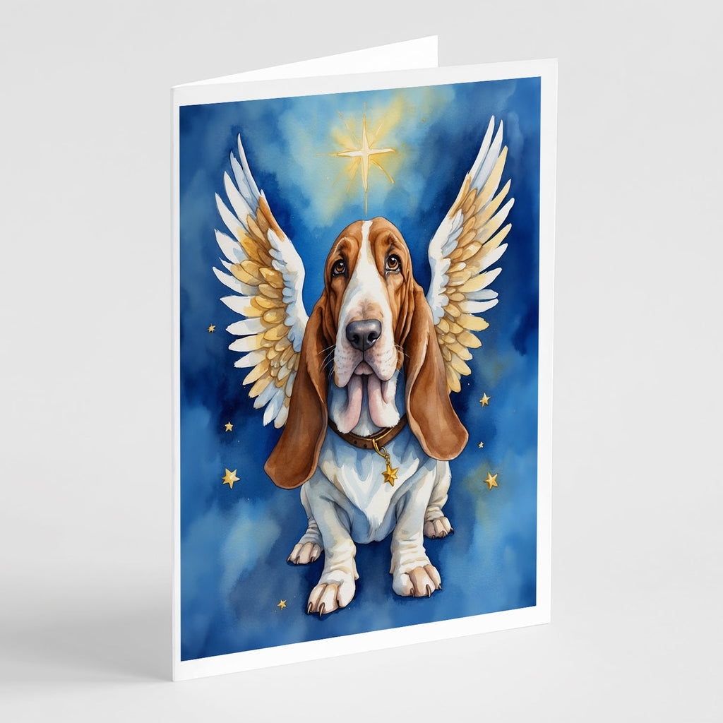 Basset Hound My Angel Greeting Cards Pack of 8 Blank Cards with Envelopes Whimsical A7 Size 5x7
