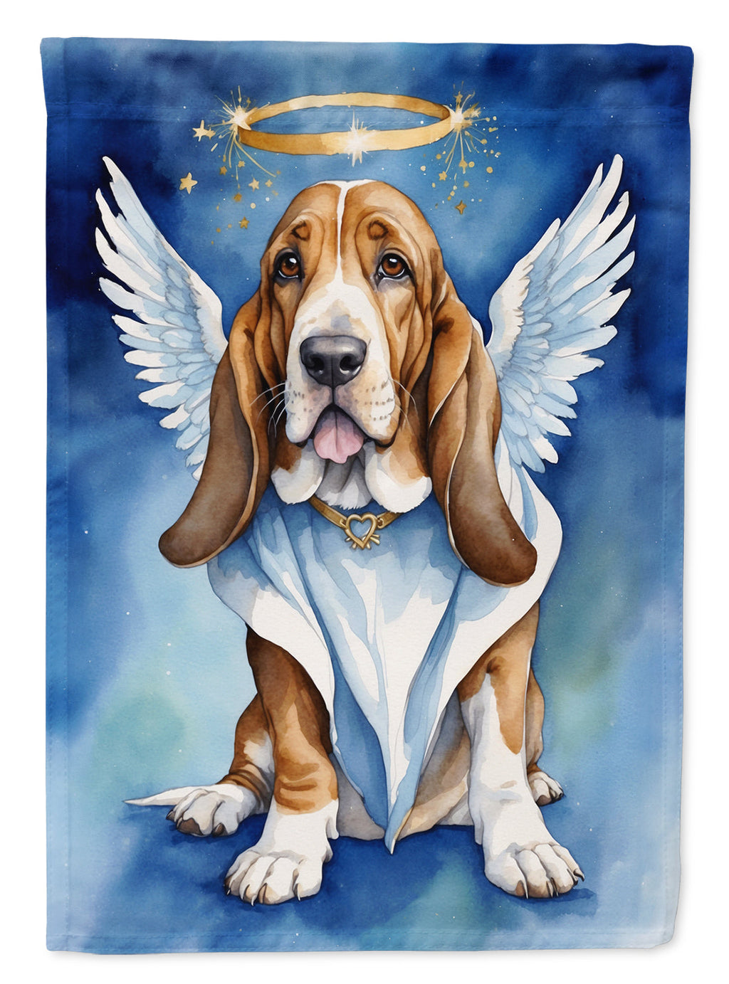 Basset Hound My Angel House Flag 28x40 Porch Sleeve Pole Decorative Outside Yard Banner Artwork Wall Hanging, Polyester