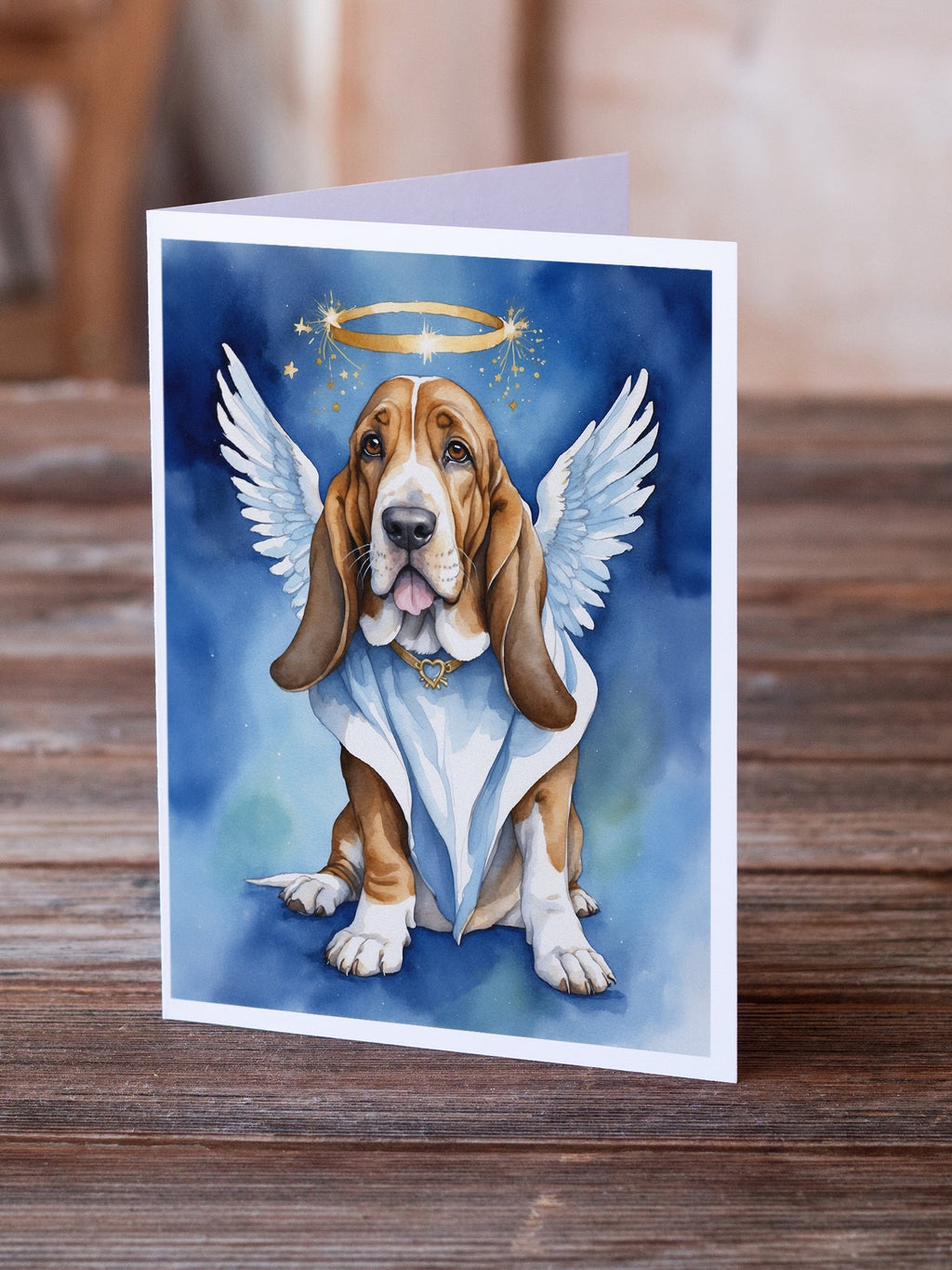 Basset Hound My Angel Greeting Cards Pack of 8 Blank Cards with Envelopes Whimsical A7 Size 5x7
