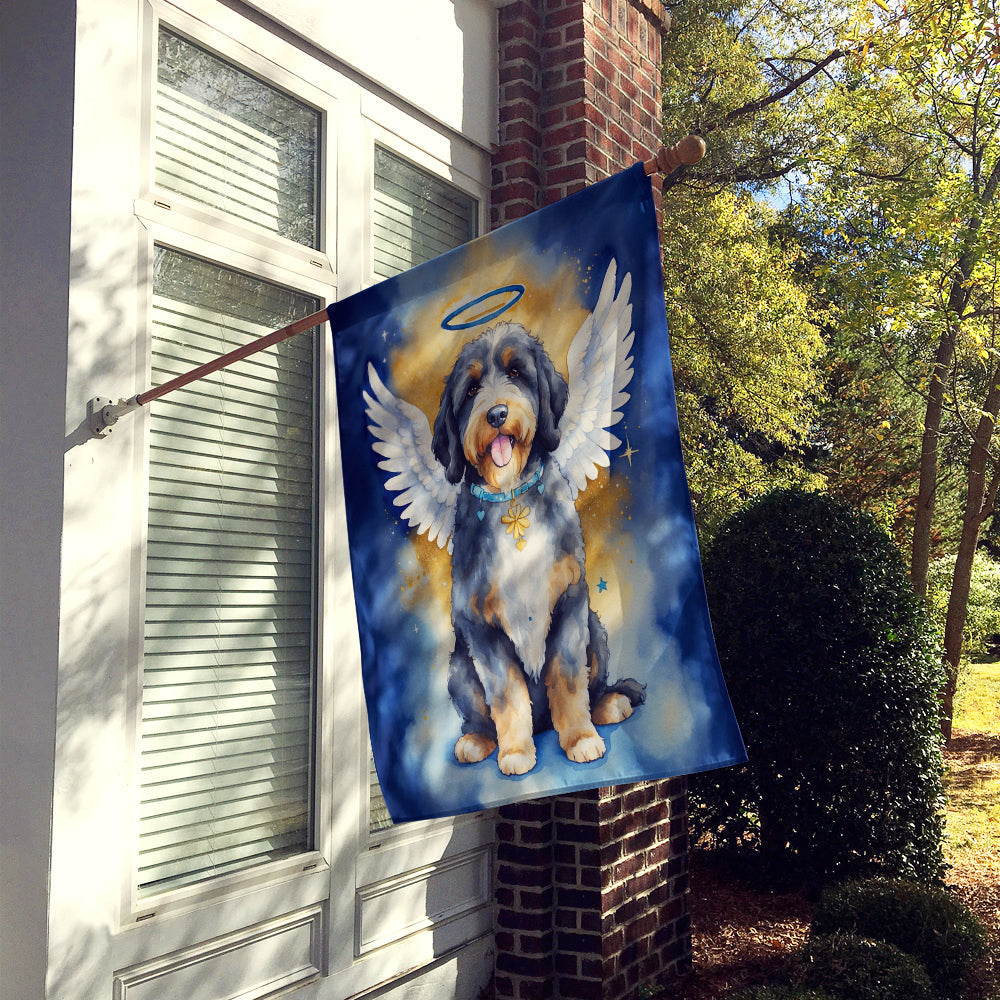 Bernedoodle My Angel House Flag 28x40 Porch Sleeve Pole Decorative Outside Yard Banner Artwork Wall Hanging, Polyester