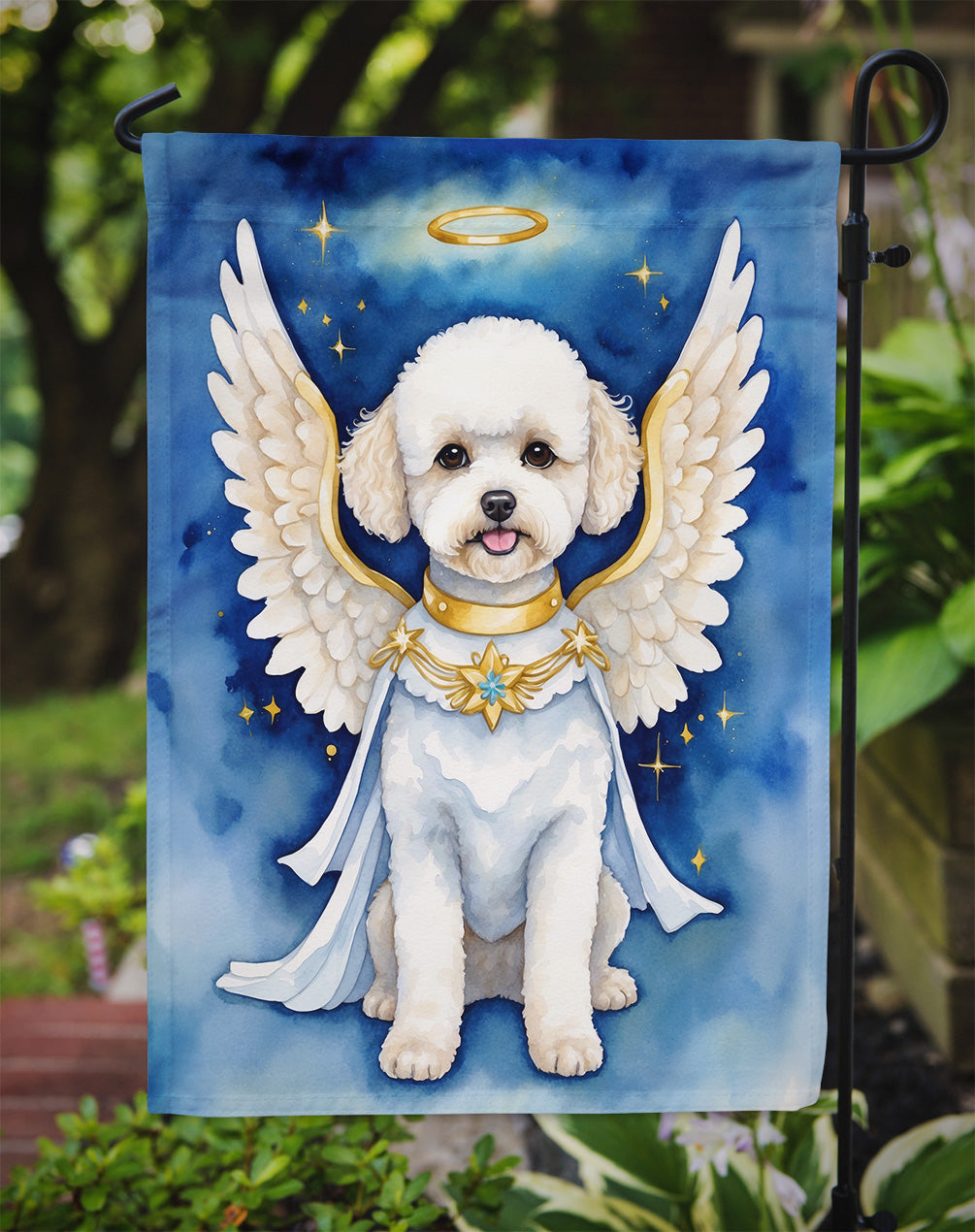 Bichon Frise My Angel Garden Flag Mailbox Decorative Yard Banner Outside Patio Artwork for Flower Beds, Garden Size, Multicolor