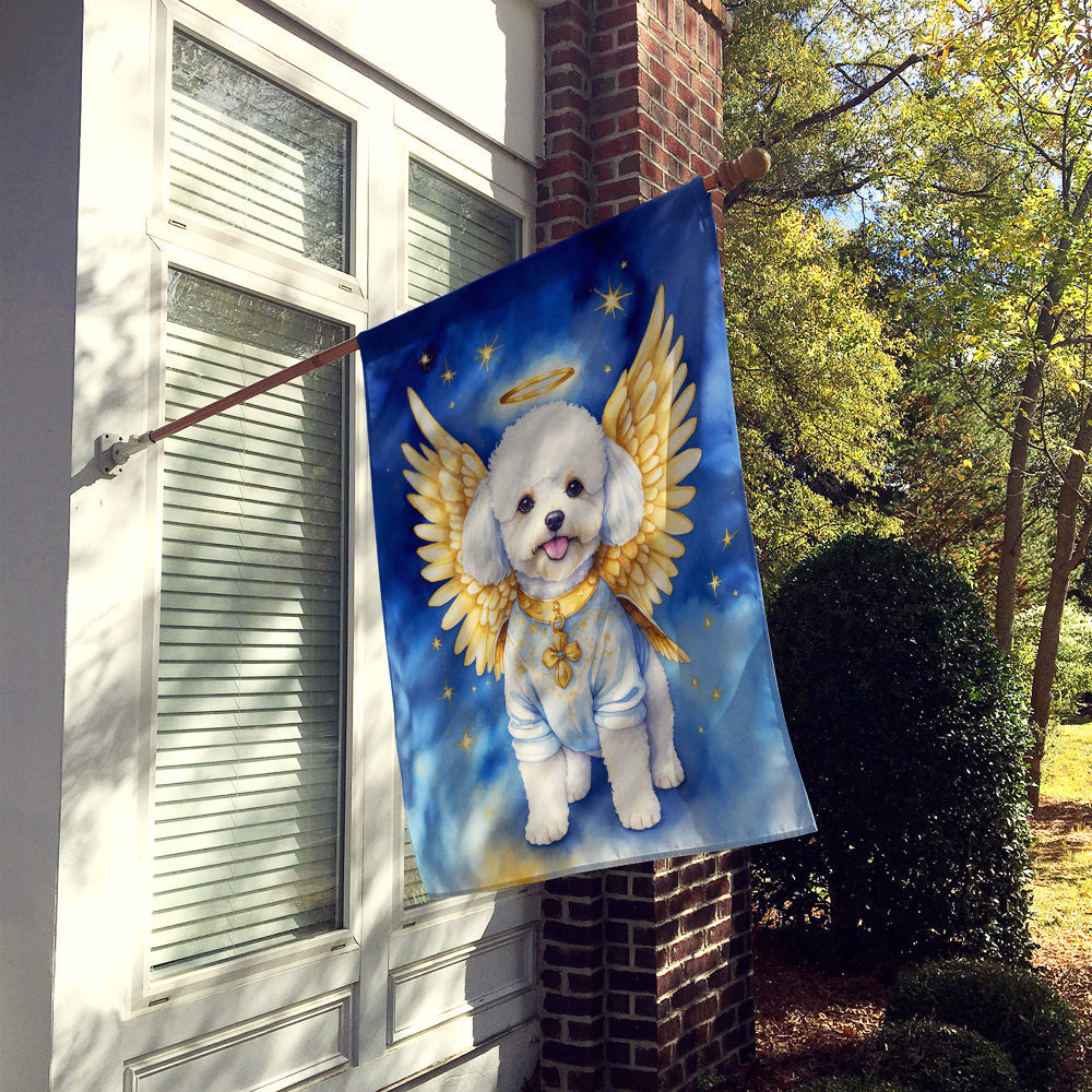 Bichon Frise My Angel House Flag 28x40 Porch Sleeve Pole Decorative Outside Yard Banner Artwork Wall Hanging, Polyester