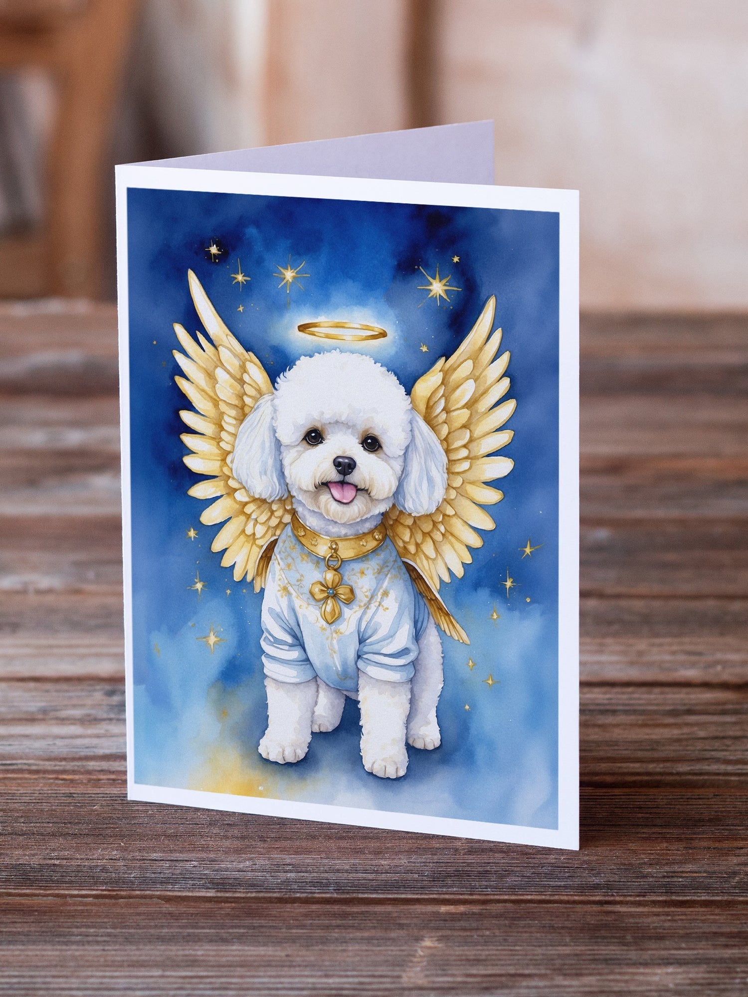 Bichon Frise My Angel Greeting Cards Pack of 8 Blank Cards with Envelopes Whimsical A7 Size 5x7