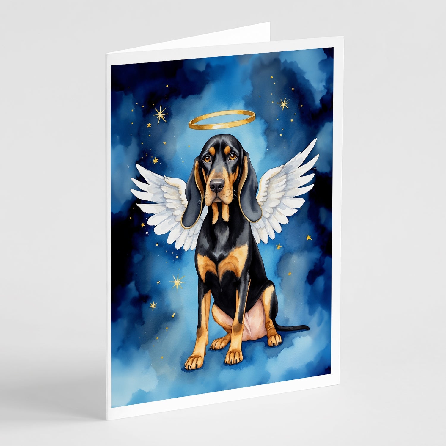 Black and Tan Coonhound My Angel Greeting Cards Pack of 8 Blank Cards with Envelopes Whimsical A7 Size 5x7