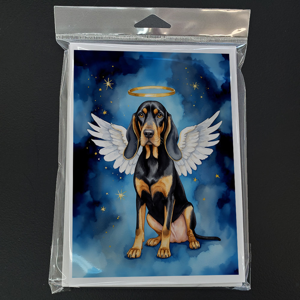 Black and Tan Coonhound My Angel Greeting Cards Pack of 8 Blank Cards with Envelopes Whimsical A7 Size 5x7