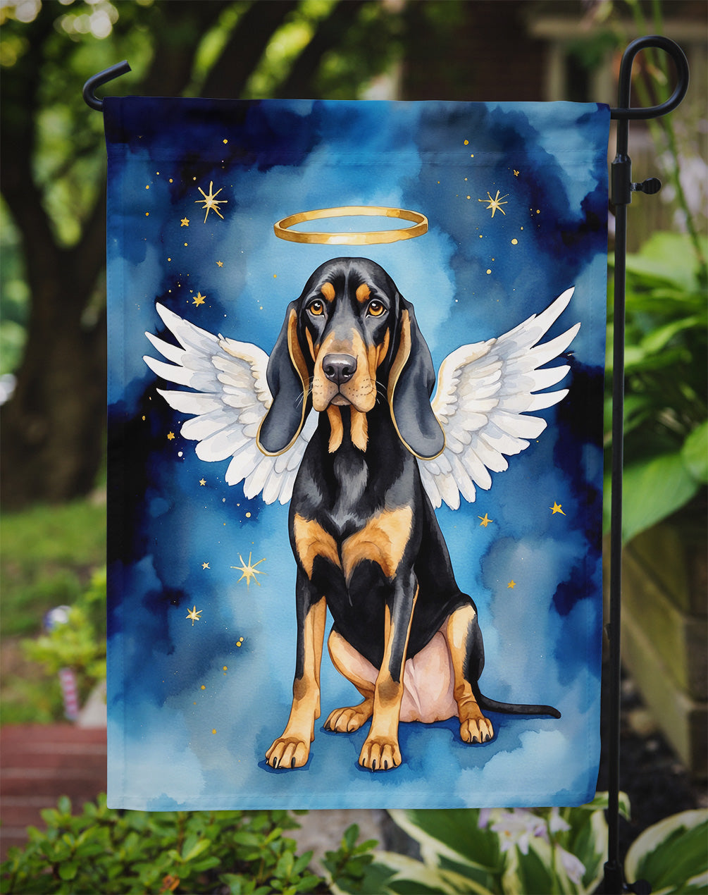 Black and Tan Coonhound My Angel Garden Flag Mailbox Decorative Yard Banner Outside Patio Artwork for Flower Beds, Garden Size, Multicolor