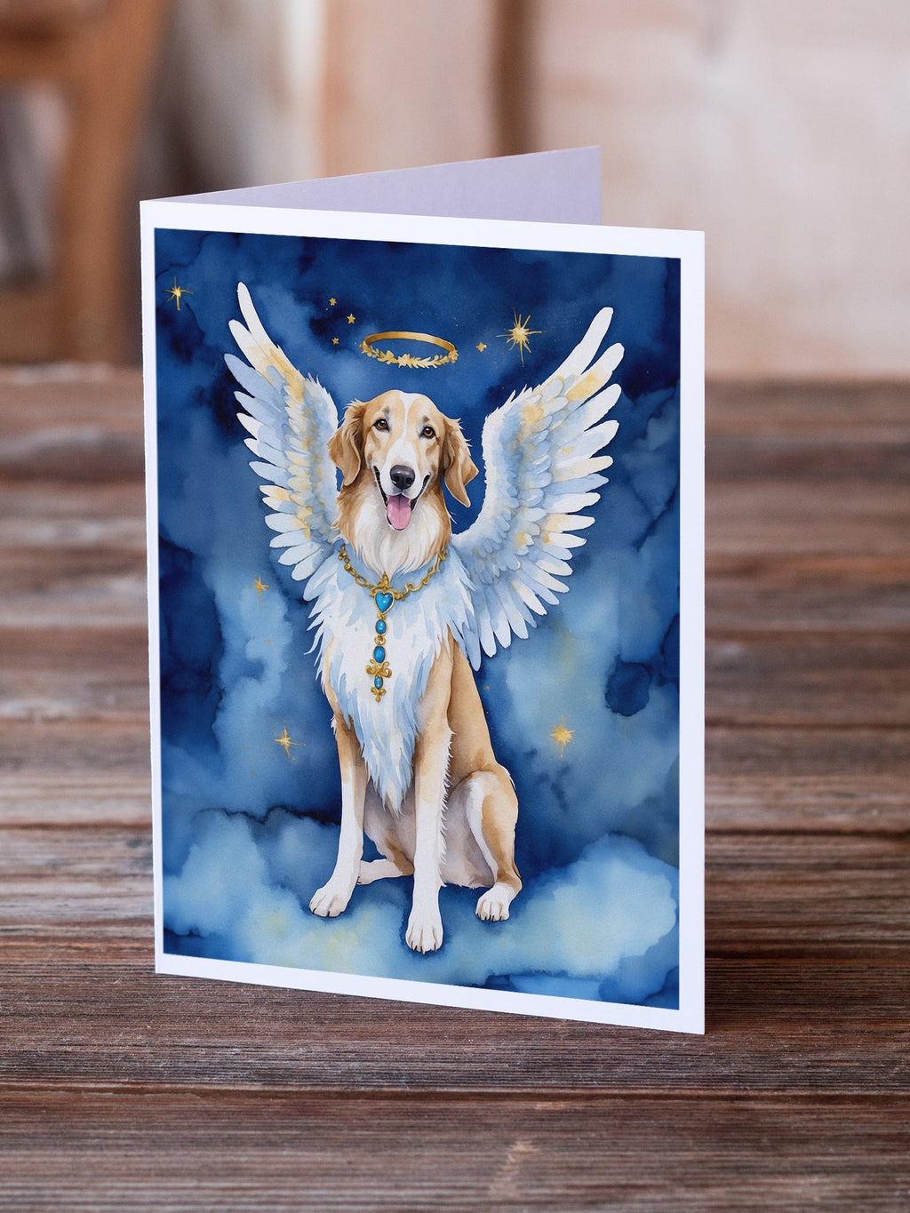 Borzoi My Angel Greeting Cards Pack of 8 Blank Cards with Envelopes Whimsical A7 Size 5x7