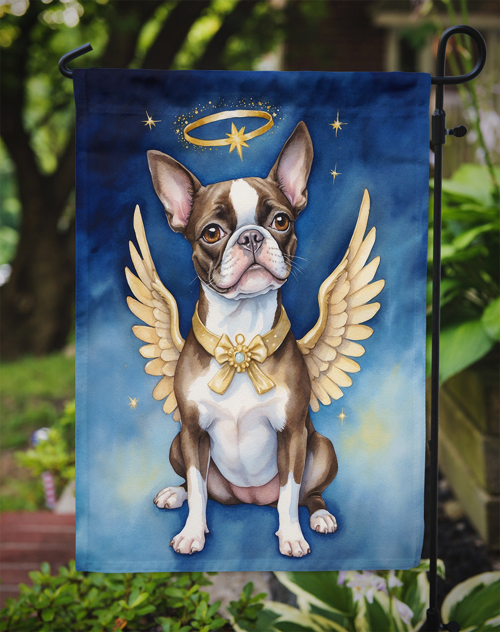 Boston Terrier My Angel Garden Flag Mailbox Decorative Yard Banner Outside Patio Artwork for Flower Beds, Garden Size, Multicolor