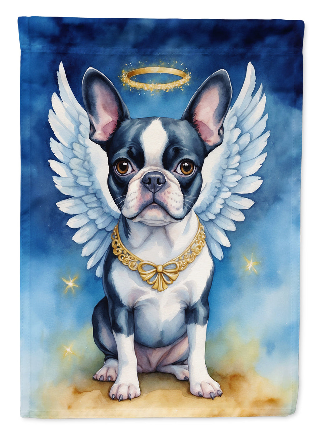Boston Terrier My Angel House Flag 28x40 Porch Sleeve Pole Decorative Outside Yard Banner Artwork Wall Hanging, Polyester