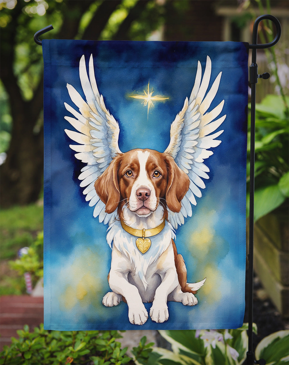 Brittany Spaniel My Angel Garden Flag Mailbox Decorative Yard Banner Outside Patio Artwork for Flower Beds, Garden Size, Multicolor