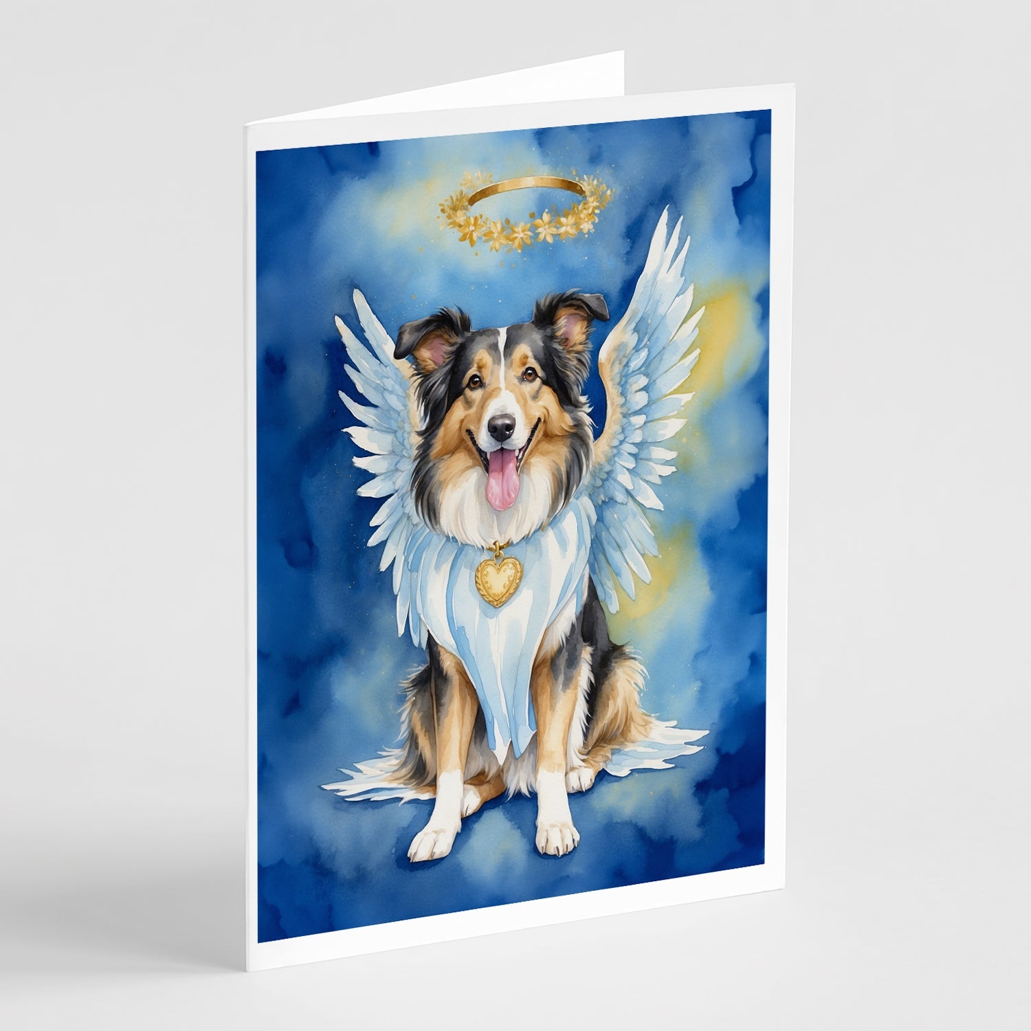 Collie My Angel Greeting Cards Pack of 8 Blank Cards with Envelopes Whimsical A7 Size 5x7
