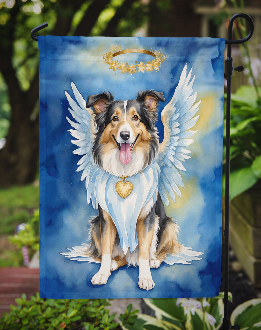 Collie My Angel Garden Flag Mailbox Decorative Yard Banner Outside Patio Artwork for Flower Beds, Garden Size, Multicolor