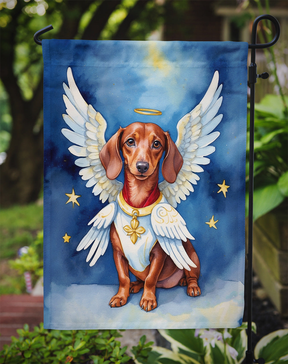 Dachshund My Angel Garden Flag Mailbox Decorative Yard Banner Outside Patio Artwork for Flower Beds, Garden Size, Multicolor
