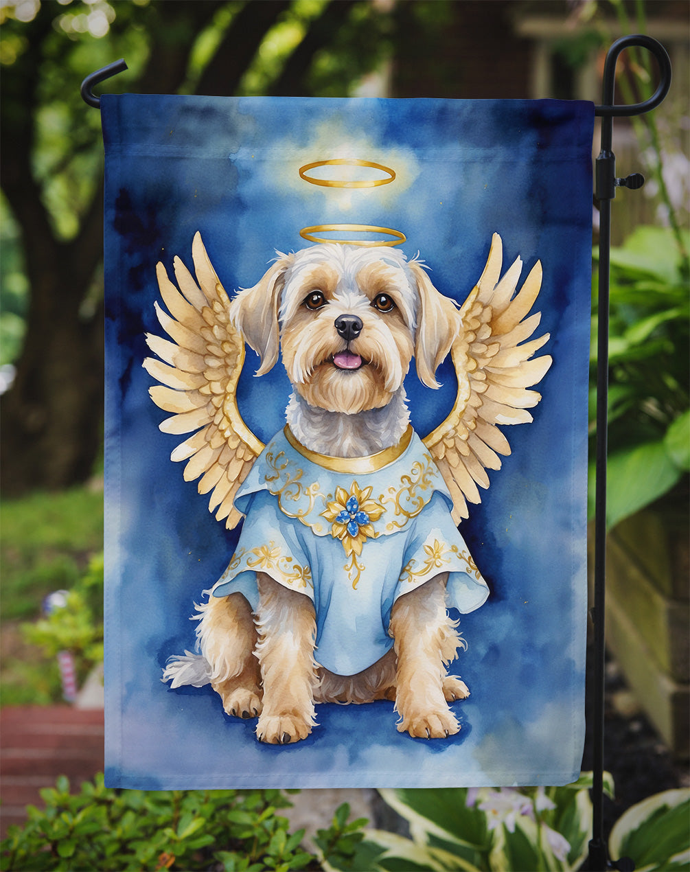 Dandie Dinmont Terrier My Angel Garden Flag Mailbox Decorative Yard Banner Outside Patio Artwork for Flower Beds, Garden Size, Multicolor