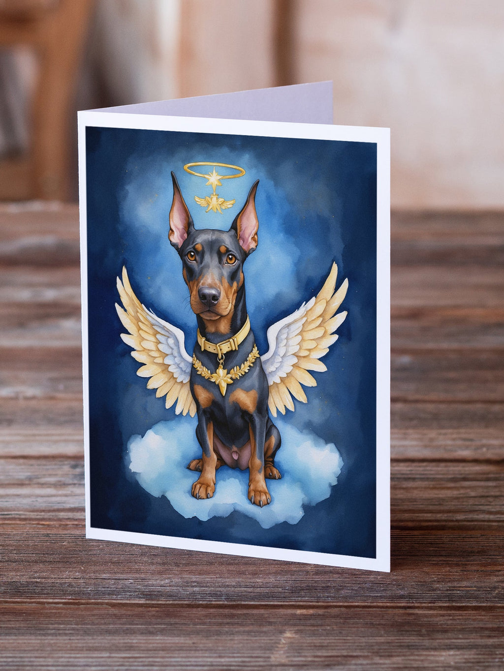 Doberman Pinscher My Angel Greeting Cards Pack of 8 Blank Cards with Envelopes Whimsical A7 Size 5x7
