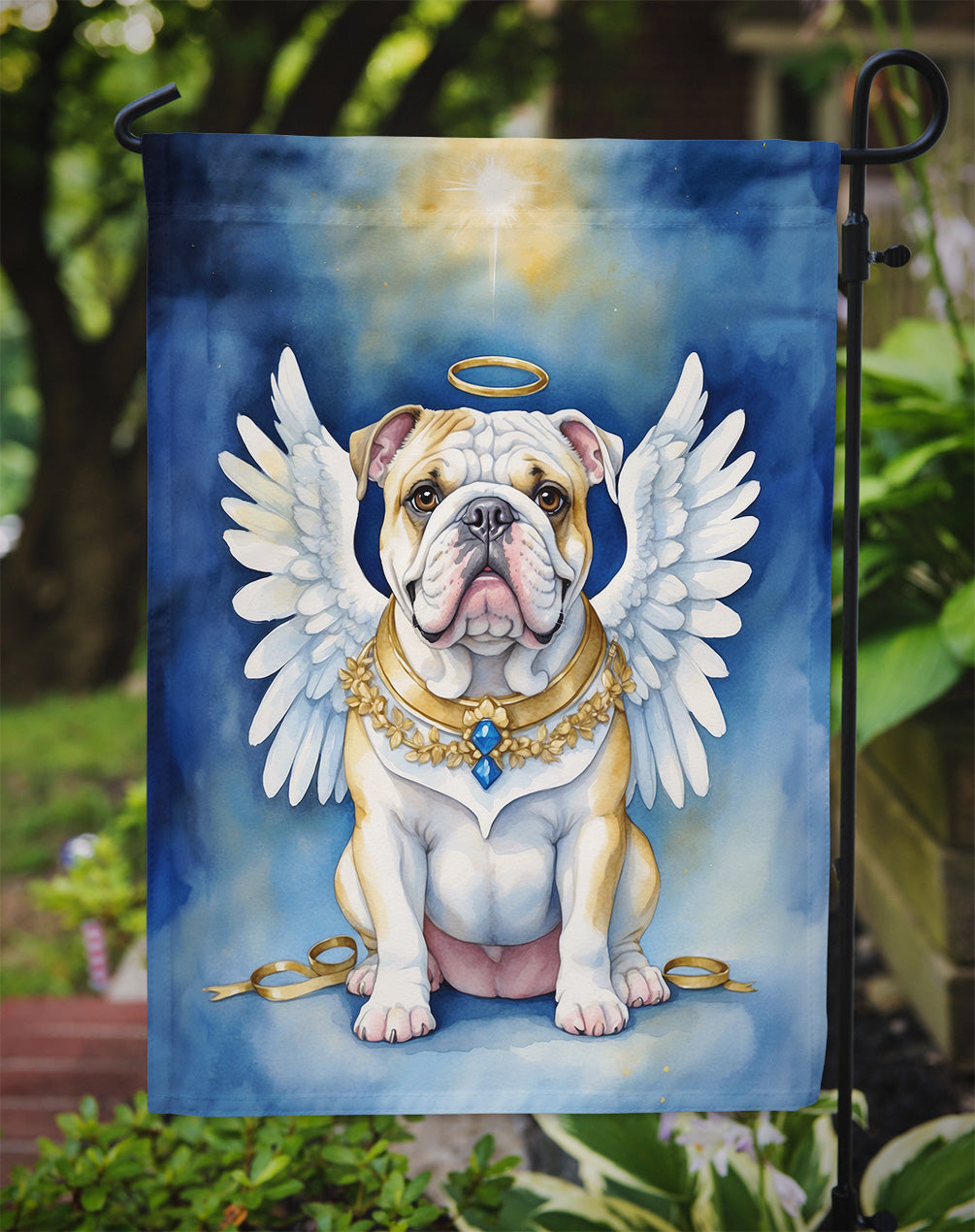 English Bulldog My Angel Garden Flag Mailbox Decorative Yard Banner Outside Patio Artwork for Flower Beds, Garden Size, Multicolor