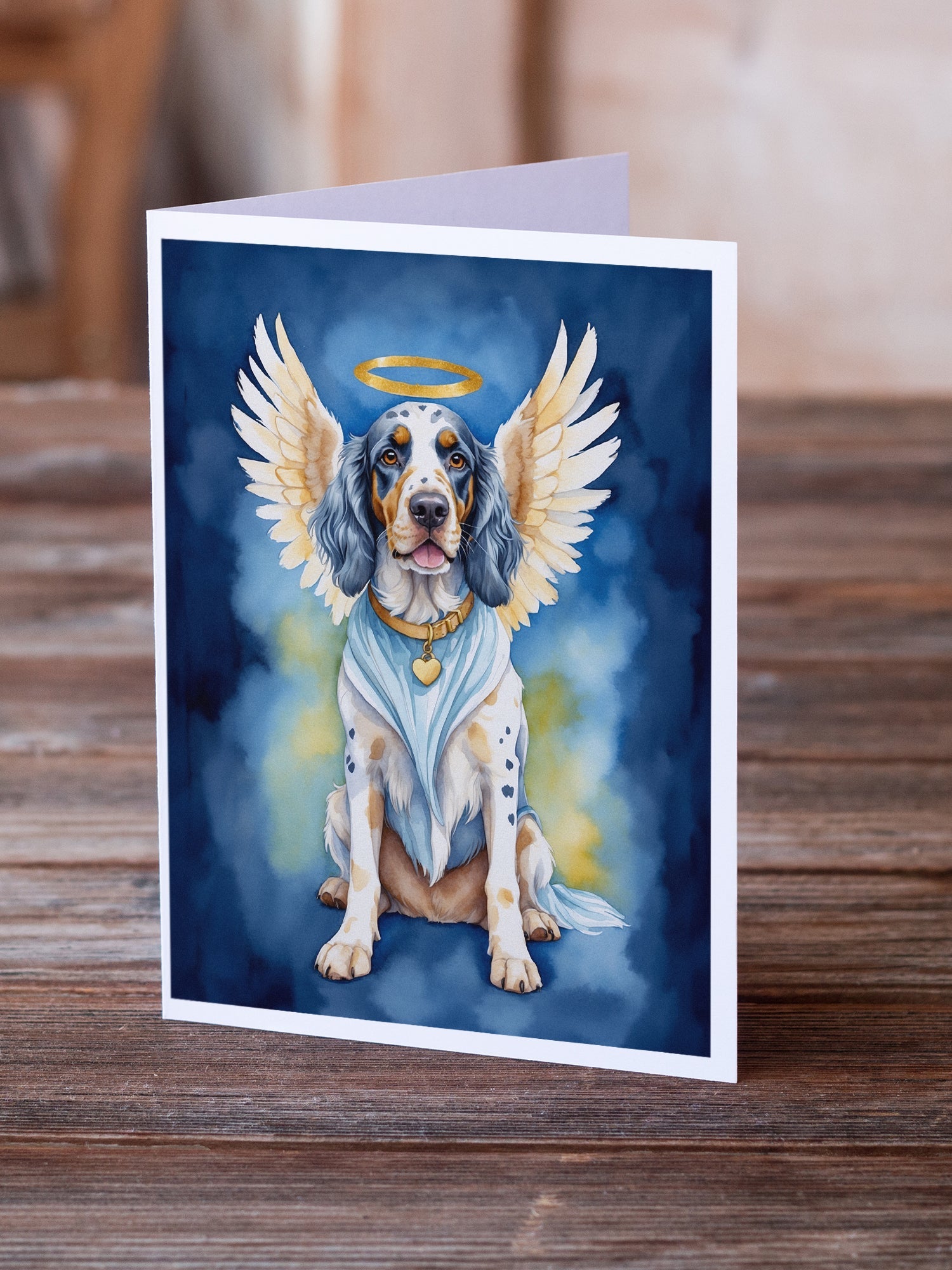 English Setter My Angel Greeting Cards Pack of 8 Blank Cards with Envelopes Whimsical A7 Size 5x7
