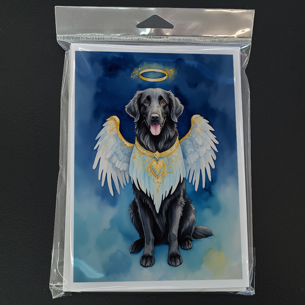 Flat-Coated Retriever My Angel Greeting Cards Pack of 8 Blank Cards with Envelopes Whimsical A7 Size 5x7