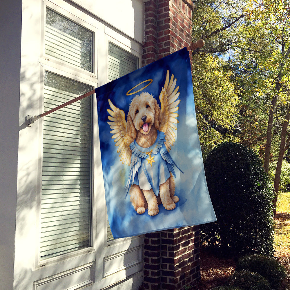 Goldendoodle My Angel House Flag 28x40 Porch Sleeve Pole Decorative Outside Yard Banner Artwork Wall Hanging, Polyester