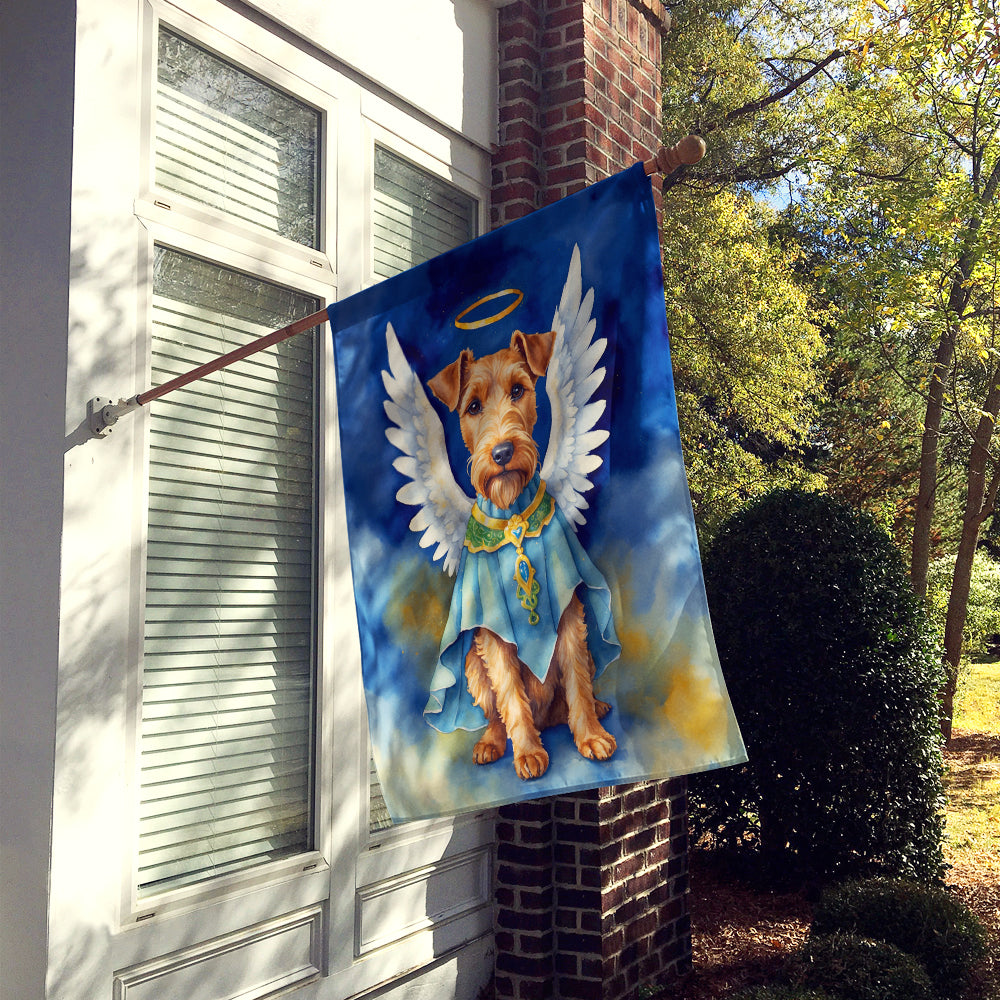 Irish Terrier My Angel House Flag 28x40 Porch Sleeve Pole Decorative Outside Yard Banner Artwork Wall Hanging, Polyester