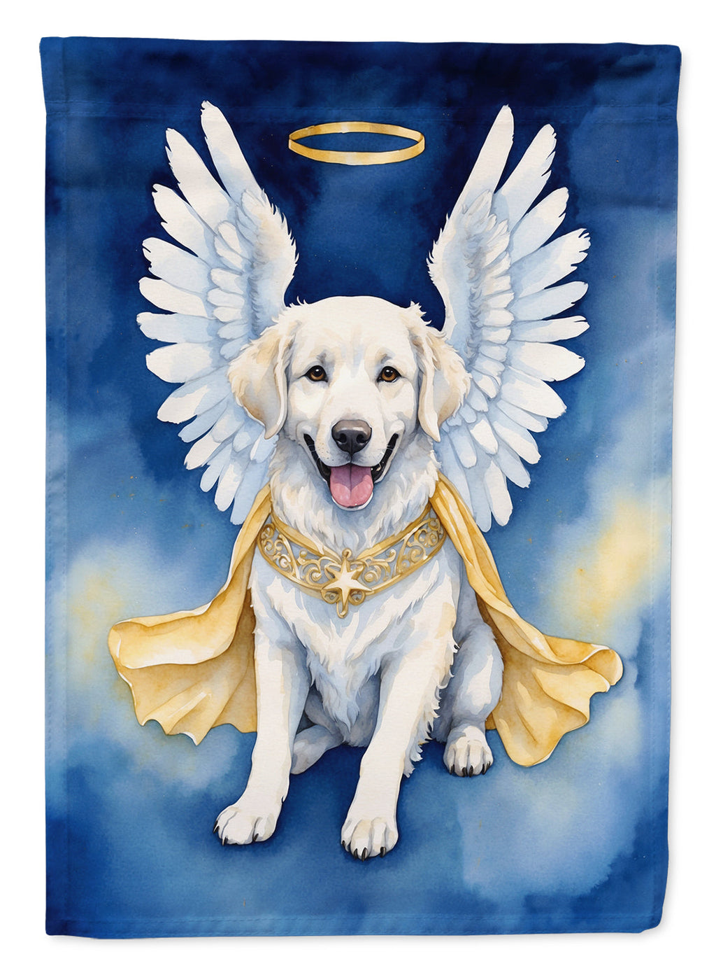 Kuvasz My Angel House Flag 28x40 Porch Sleeve Pole Decorative Outside Yard Banner Artwork Wall Hanging, Polyester