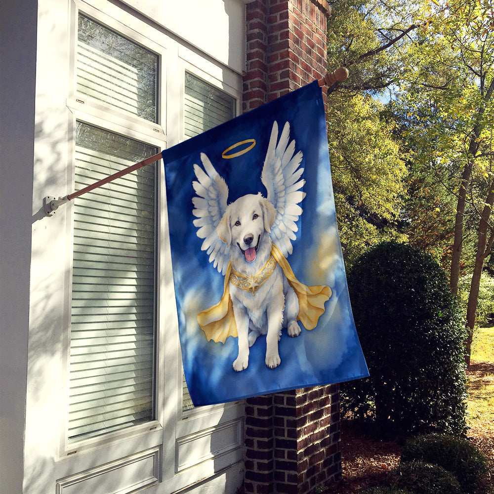Kuvasz My Angel House Flag 28x40 Porch Sleeve Pole Decorative Outside Yard Banner Artwork Wall Hanging, Polyester