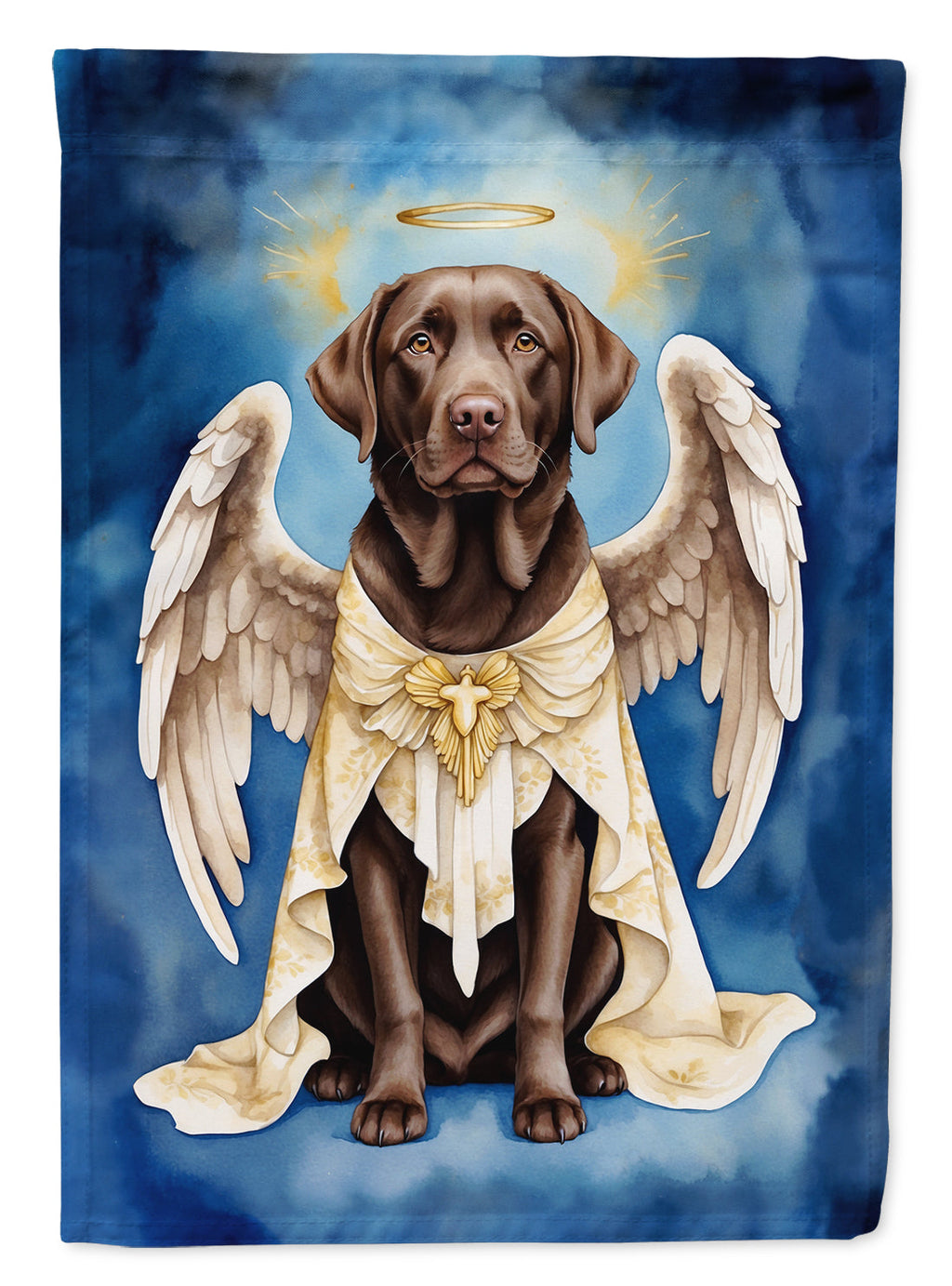 Chocolate Labrador Retriever My Angel House Flag 28x40 Porch Sleeve Pole Decorative Outside Yard Banner Artwork Wall Hanging, Polyester